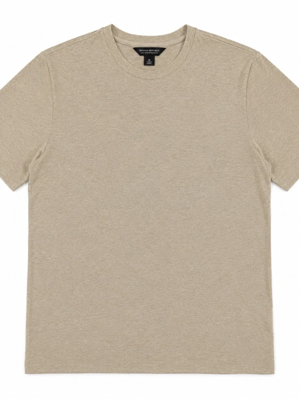 Banana Republic Luxe Touch Performance T-Shirt Men M Beige Crew Neck Minimalist